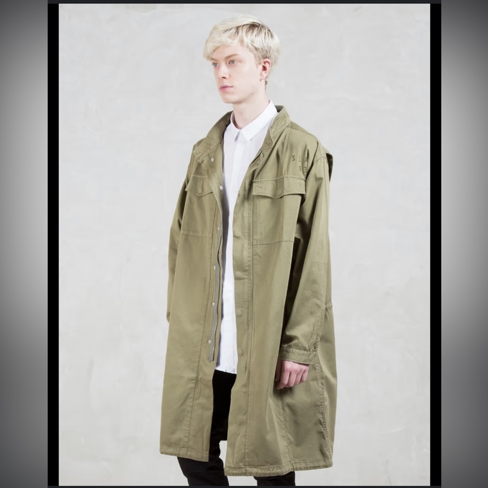 Stampd Olive Green Military Trench Coat Parka Sz S